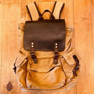 Canvas Leather Backpack Daypack Carrier Bag